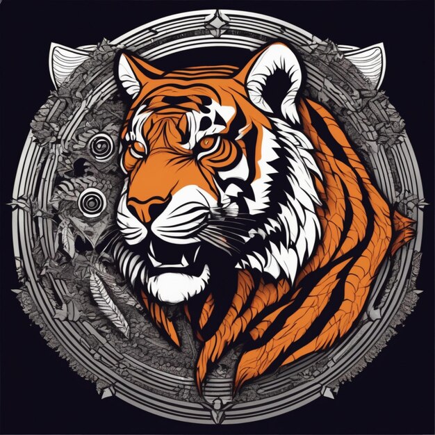 Logo Fractal Tiger complexe, mélange unique d'art et de marque