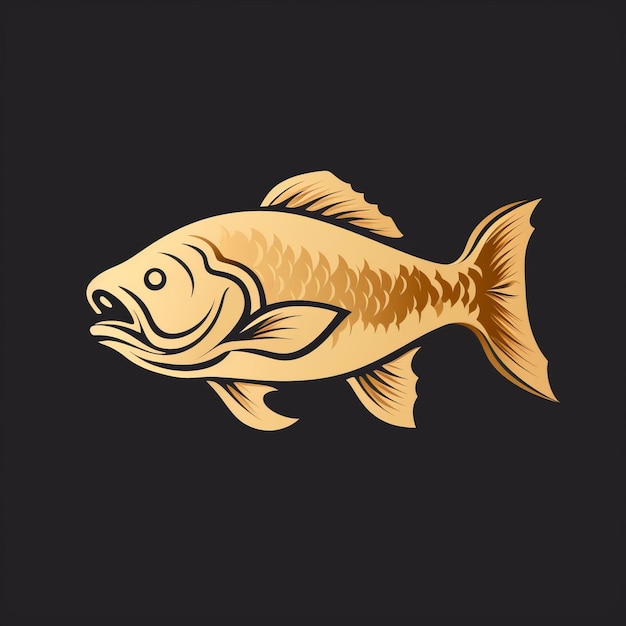 Le logo de Golden Fish Vector Barramundi en couleur or