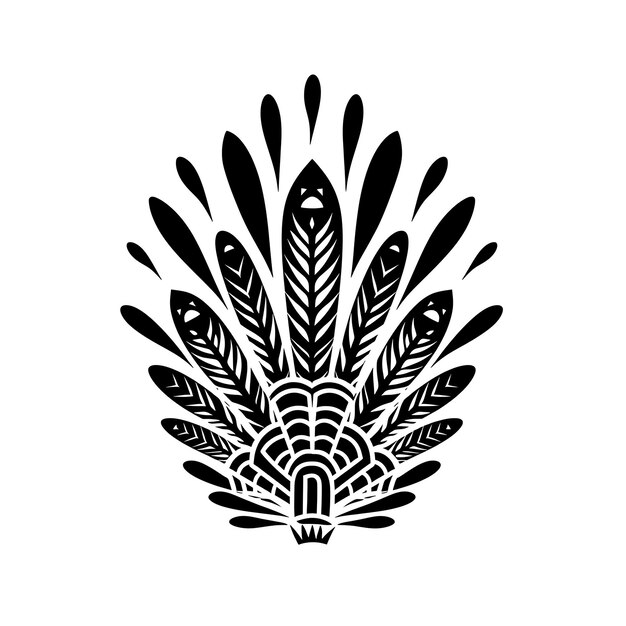 Logo gracieux de la tribu du paon avec des plumes de paon et un dessin de tatouage créatif du logo