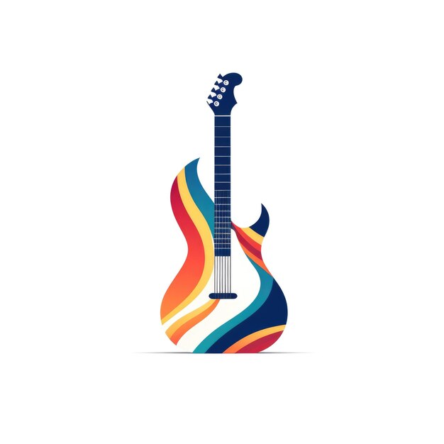 Logo graphique simple d'une guitare colorée sur fond blanc