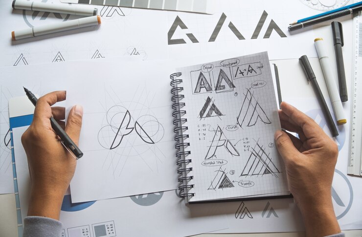Photo logo de graphiste esquisse design