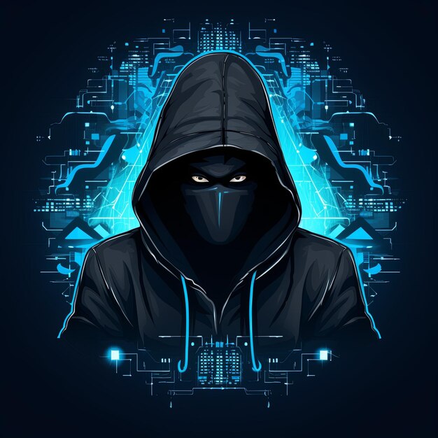 avec un logo de hacker à capuche