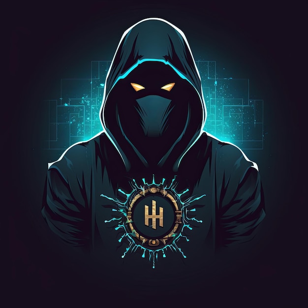 avec un logo de hacker à capuche