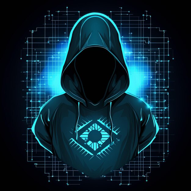 avec un logo de hacker à capuche