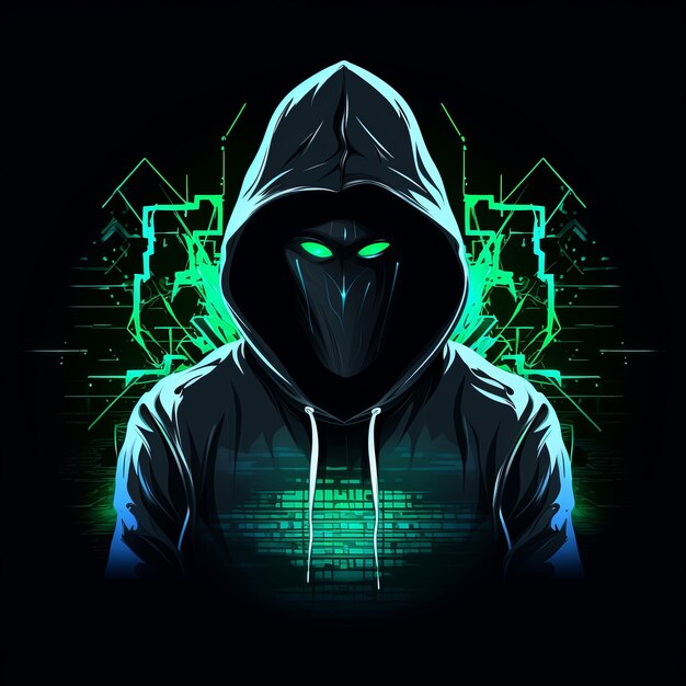 avec un logo de hacker à capuche