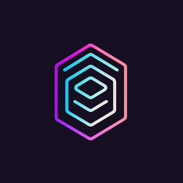 un logo hexagonal avec une forme hexagonale et un contour coloré