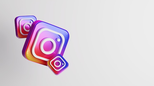 Logo d'icône instagram de rendu 3d avec espace vide