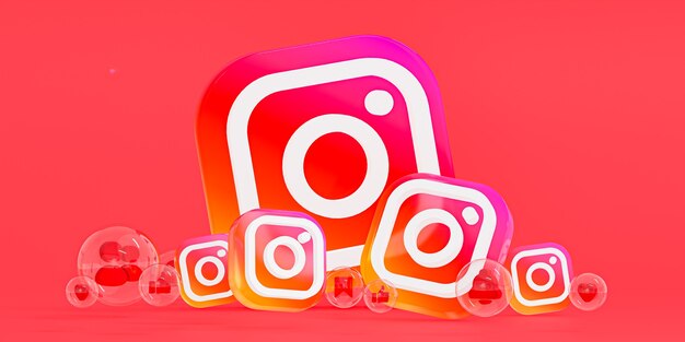 Logo ig en verre acrylique Instagram et icônes de médias sociaux avec espace de copie