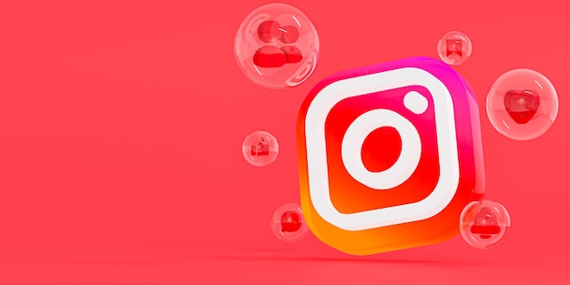 Logo ig en verre acrylique Instagram et icônes de médias sociaux avec espace de copie