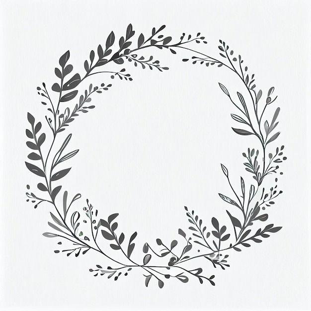 Photo logo d'illustration d'élément simple minimaliste de couronne florale ai générative