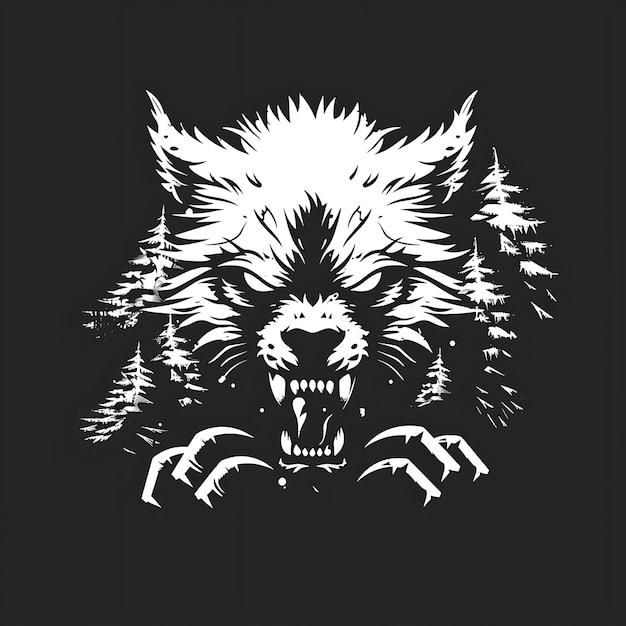 Le logo de l'insigne du pack Fierce Wolverine avec un dessin de tatouage du logo créatif de Wolverine Ba