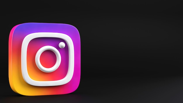 Logo Instagram 3D sur fond noir