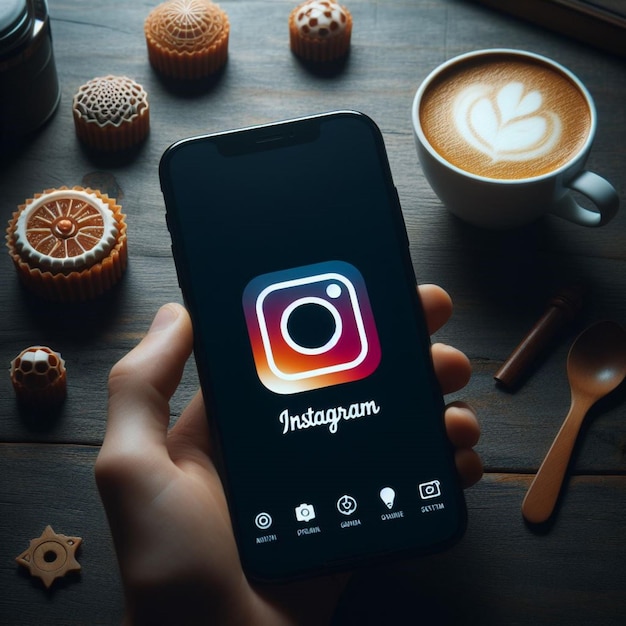 Le logo d'Instagram brille sur un fond sombre et élégant