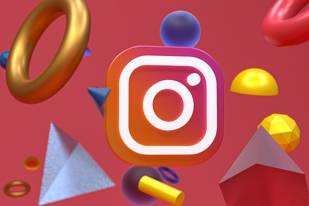 Logo Instagram sur fond de géométrie abstraite