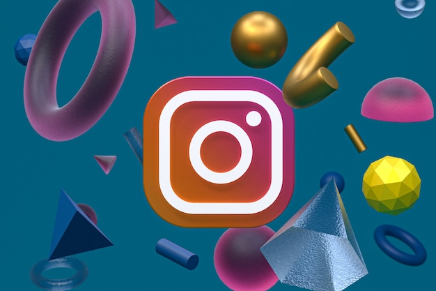 Logo Instagram sur fond de géométrie abstraite