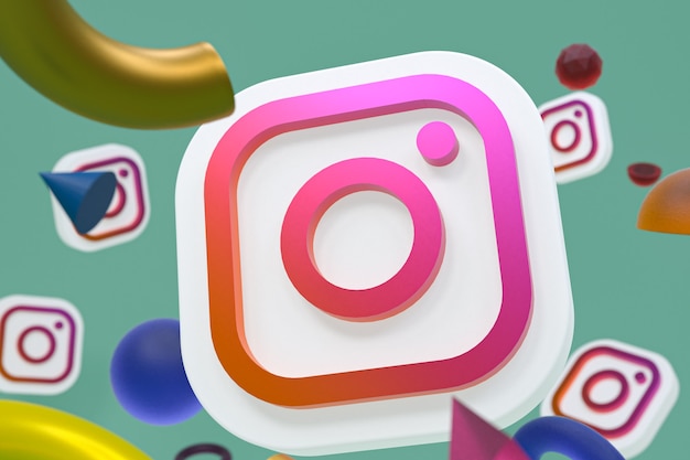 Logo Instagram ig avec éléments de géométrie