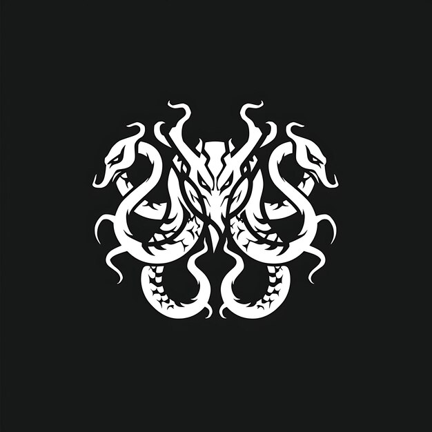 Le logo légendaire de la tribu Hydra avec des têtes d'hydre et le dessin de tatouage du logo créatif de Triba