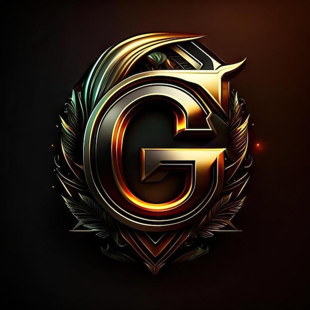 Photo logo lettre g avec détails dorés