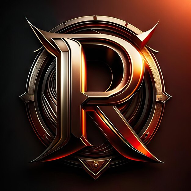 Photo logo lettre r avec détails dorés et rouges