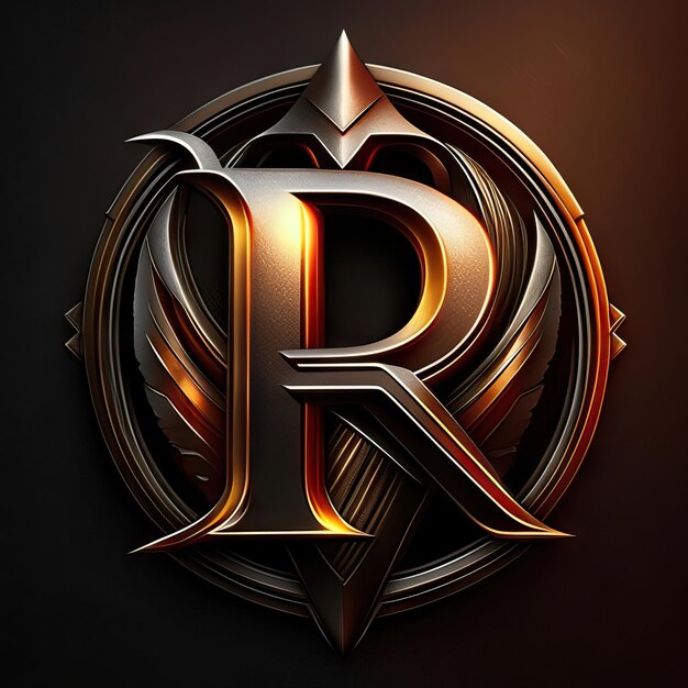 Photo logo lettre r avec détails dorés et rouges