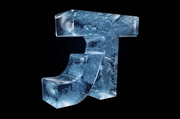 Logo de lettres en glace transparente et cristaux blancs et bleus
