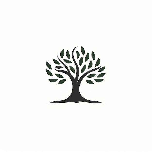 Photo le logo en ligne captivant d'un arbre en conception vectorielle sur un fond blanc solide