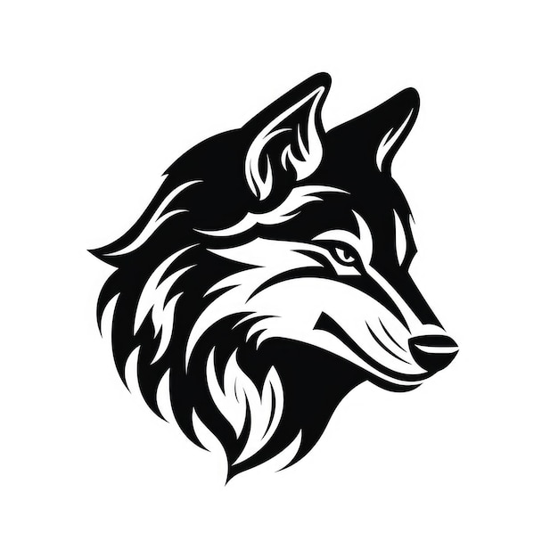 Logo de loup noir et blanc généré par l'IA Image