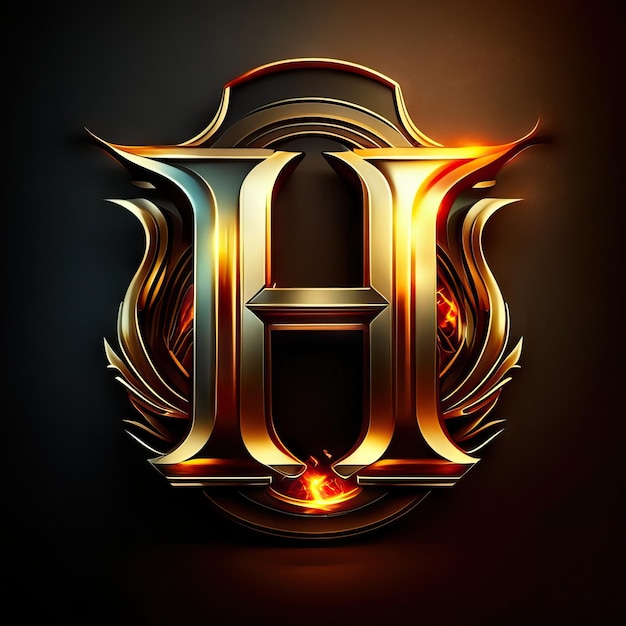 Logo de luxe lettre H en or