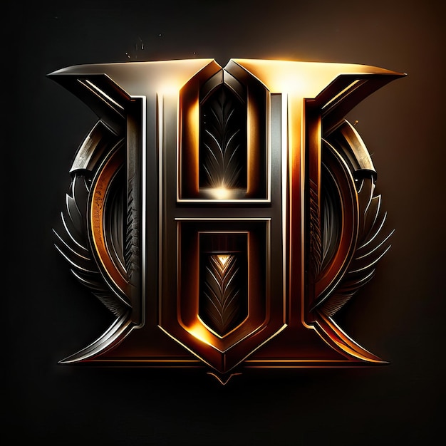 Logo de luxe lettre H en or