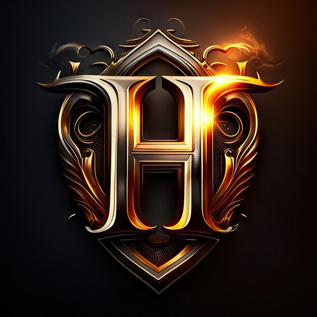 Logo de luxe lettre H en or