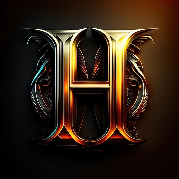 Photo logo de luxe lettre h en or