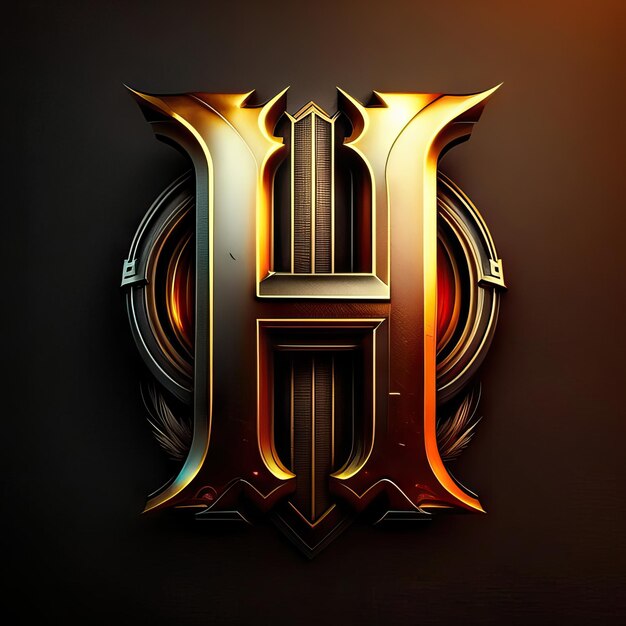 Logo de luxe lettre H en or