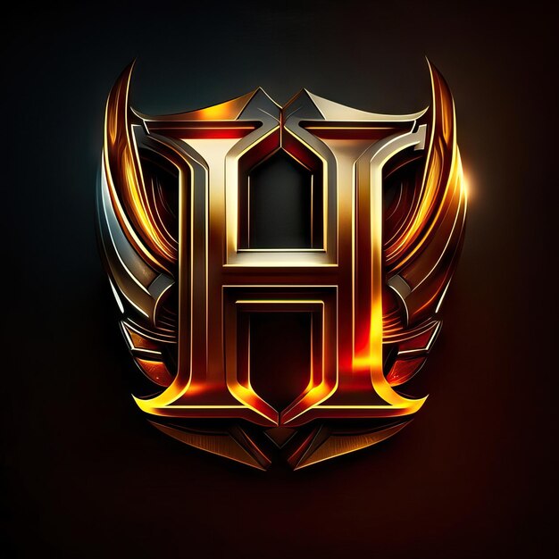 Logo de luxe lettre H en or