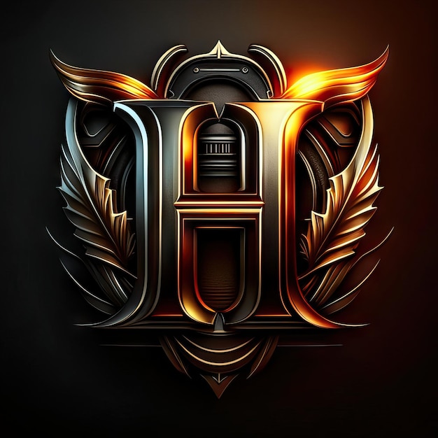 Logo de luxe lettre H en or