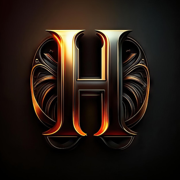 Logo de luxe lettre H en or