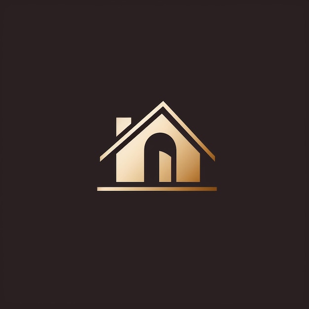 un logo de maison doré sur un fond noir