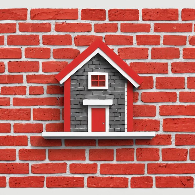 Photo le logo de la maison immobilière est un symbole d'une maison sur un mur de briques.