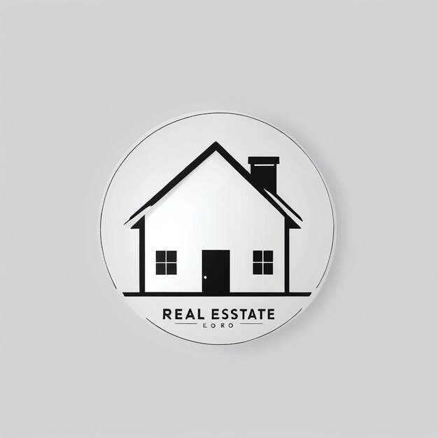 Photo logo de la maison immobilière symbole un bouton blanc avec le mot immobilier