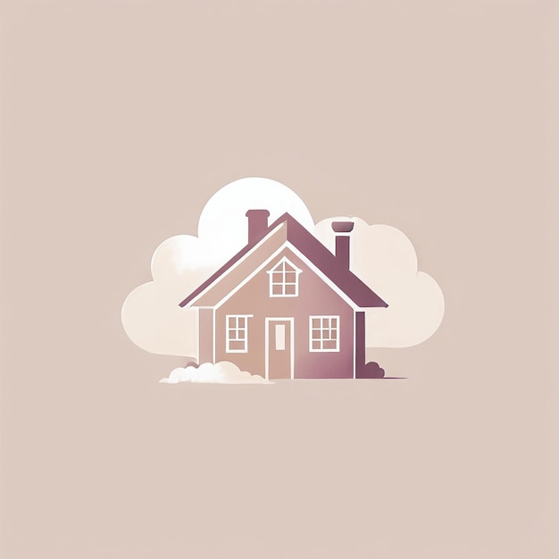 Photo logo de la maison immobilière symbole d'une maison avec des nuages en arrière-plan