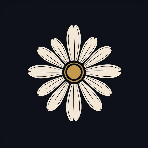 Photo logo de la marguerite minimaliste sur fond noir