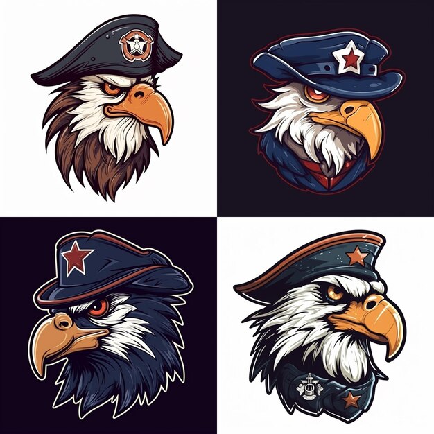 Logo mascotte capitaine aigle 6