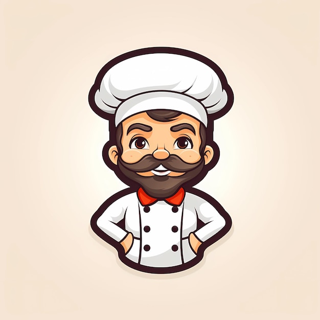 Photo logo de mascotte de fond blanc de chef mignon