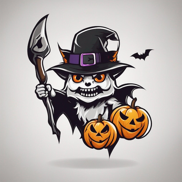 Logo de mascotte d'Halloween sur fond blanc généré par IA