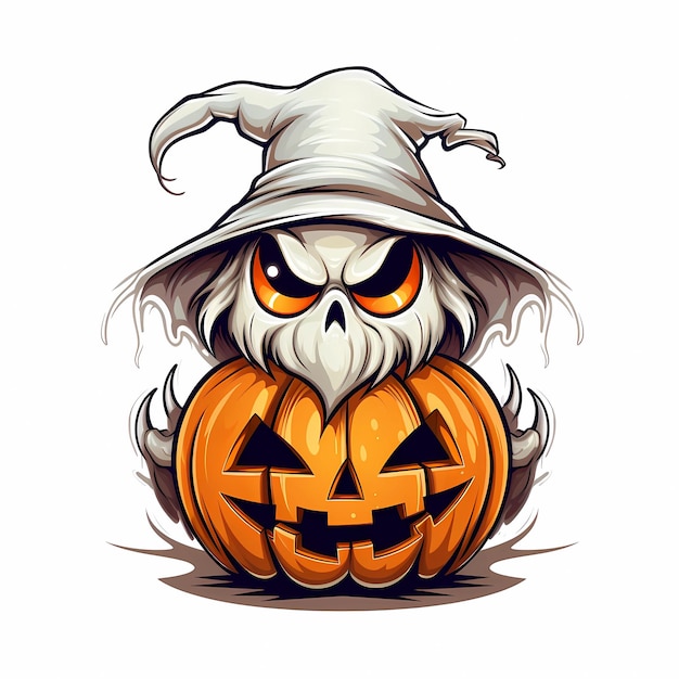 Logo mascotte d'halloween fond blanc