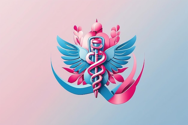 Logo médical bleu et rose