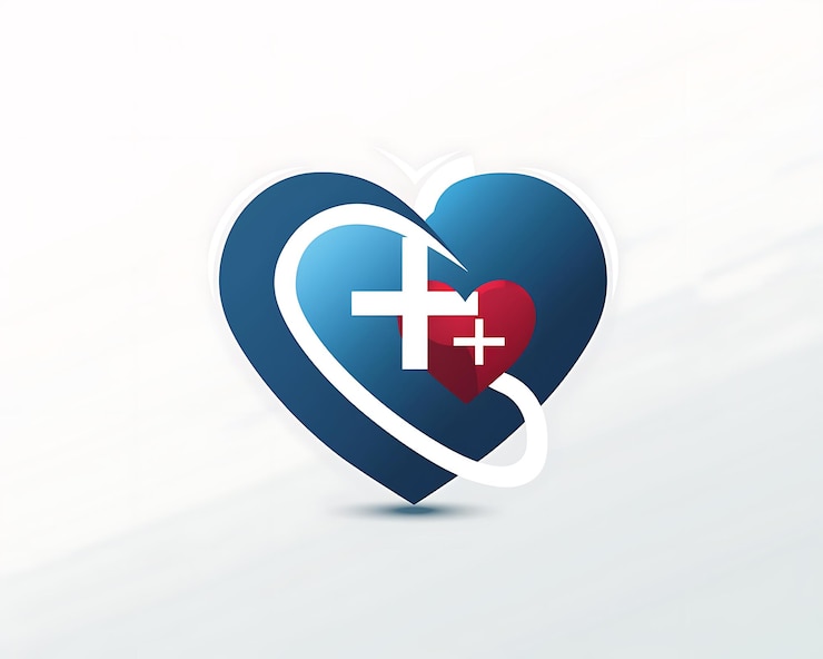 Photo un logo médical moderne avec un cœur et une croix sur un fond blanc