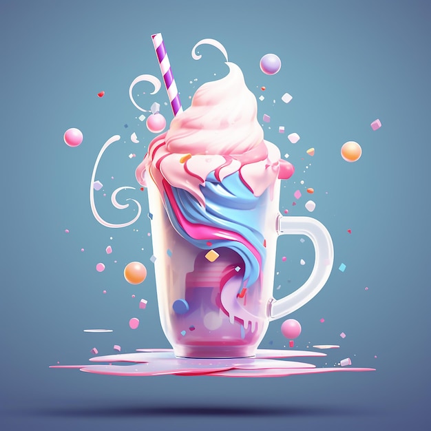 Logo de milkshake en couleur de bonbons avec des détails super 4k