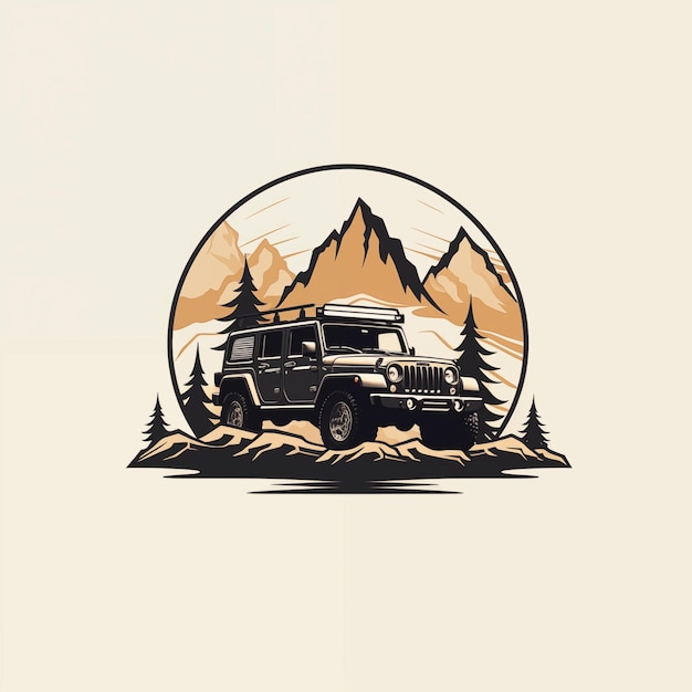 Photo logo minimal et abstrait de l'image vectorielle de l'icône de la voiture de jeep