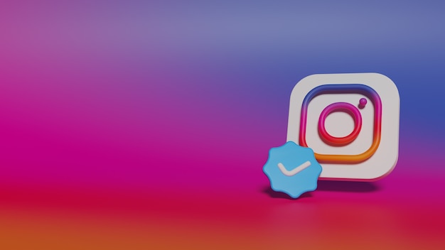 Logo minimal vérifié par Instagram de rendu 3D.