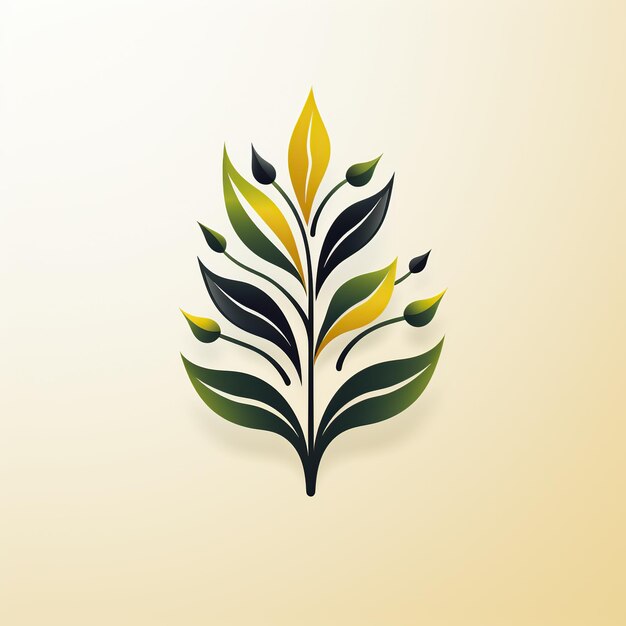 Photo logo minimaliste avec une branche verte de plante sur fond blanc